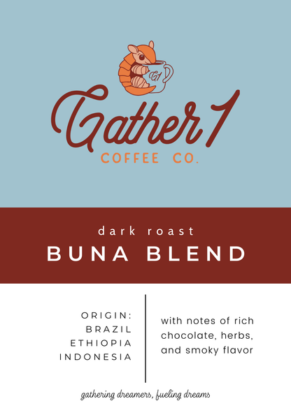 dark blend of Brazil Ethiopia Indonesia coffees notes of chocolate herbs smokey flavor