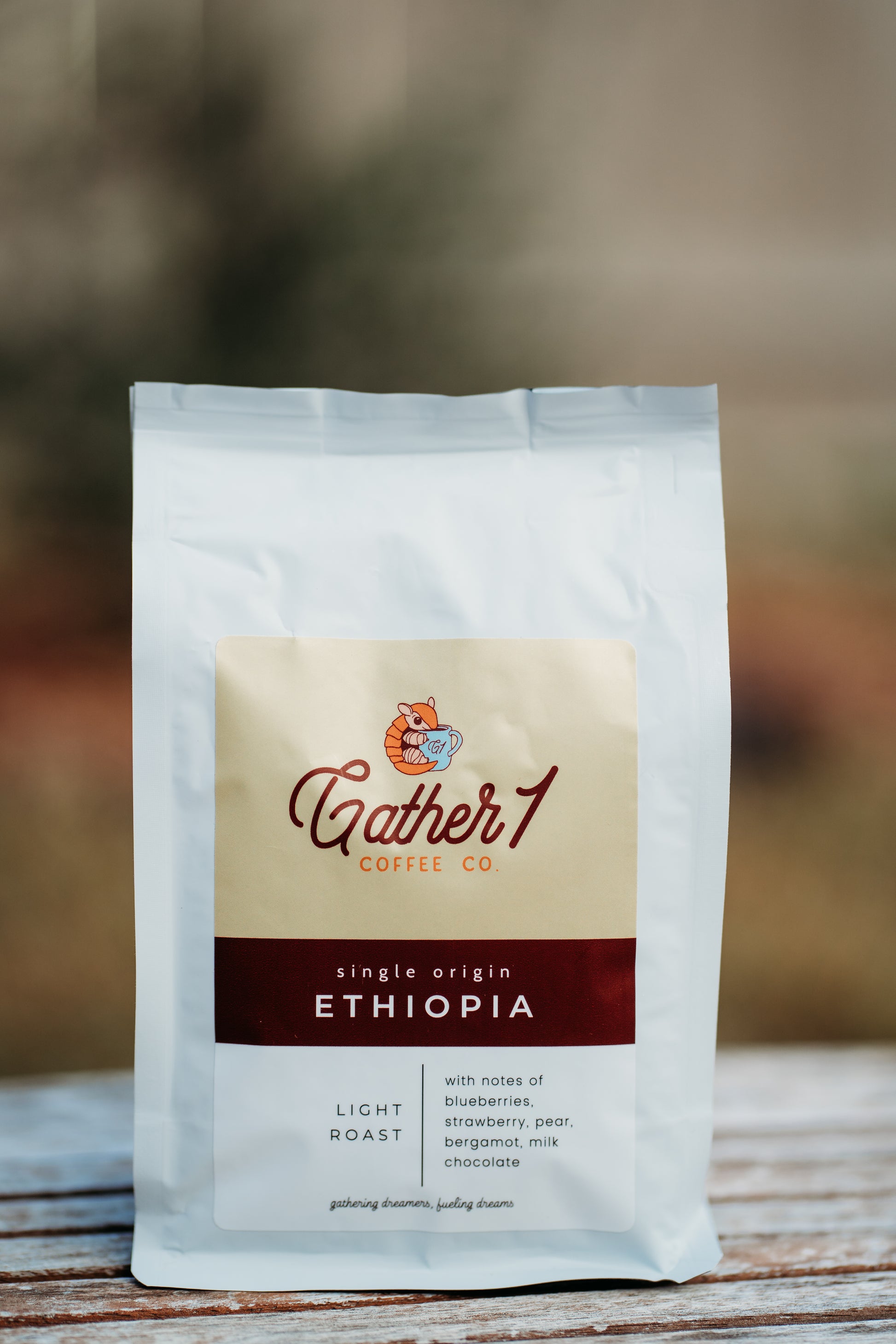 single origin Ethiopian coffee notes of blueberry, strawberry, pear