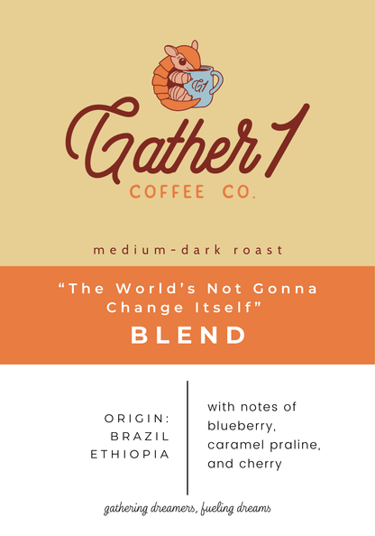 Brazil Ethiopia coffee blend notes of blueberry caramel praline cherry